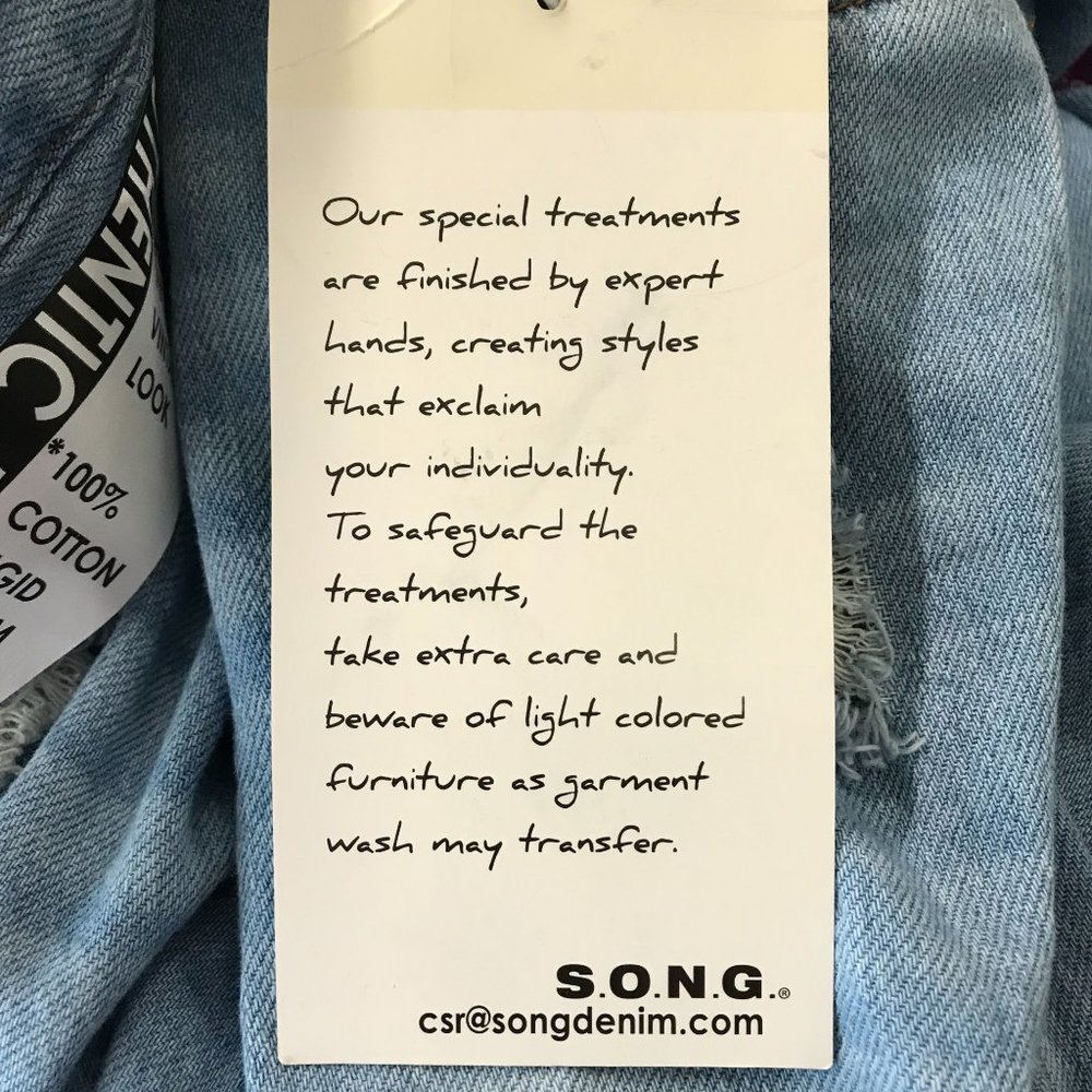 NWT S.O.N.G. Womens Light Blue Distressed High Rise Straight Crop Jeans Size 29 - Picture 10 of 11